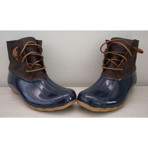 Sperry Top-Sider STS91175 Women's Sz 10M Tan/Navy Saltwater Duck Boots SIB - Picture 2 of 11
